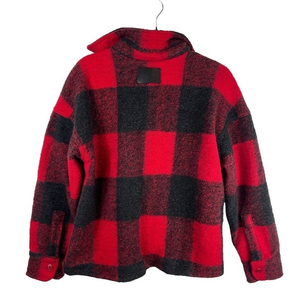 NWT Anine Bing Bobbi Wool Shacket Flannel Jacket Buffalo Check Red XS - Picture 12 of 13
